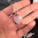 HeartShapedRoseQuartzNaturalStoneNecklace
