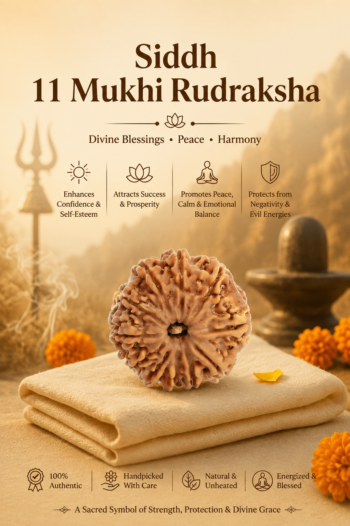 Kashi Siddh Nepal Origin 11 Mukhi Rudraksha (Courage, Wisdom, Fearlessness) - 17mm to 22mm
