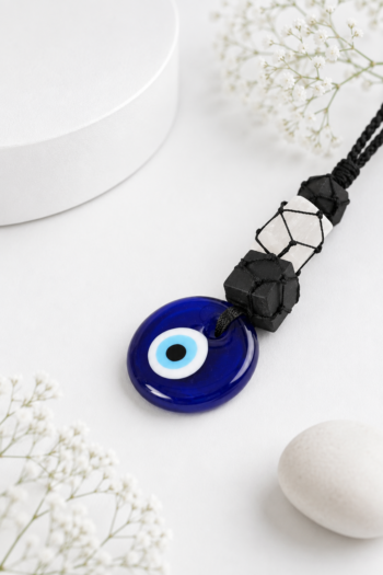 Black Tourmaline & Selenite Cubes Hanging – Protection & Cleansing